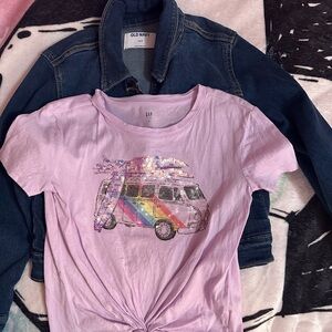 Old Navy Girls Jean Jacket & Tee